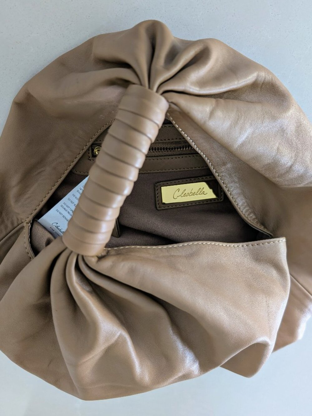 Cleobella "Nia" Tan/Camel Leather Boho Slouchy Purse Handbag